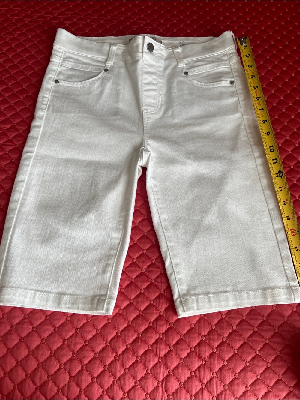 Liverpool White Denim Bermuda Shorts